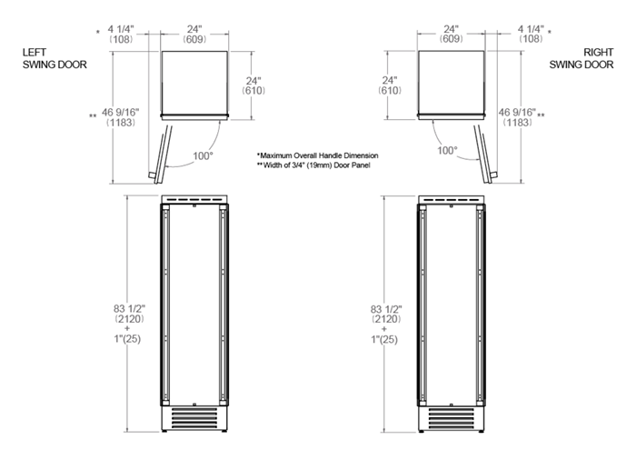 24 Built-in Refrigerator Column | Bertazzoni